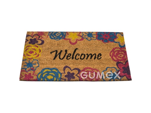 Vstupná rohož COIR MATT HOME, 15mm, 400x700mm, PVC/kokos, hnedá s obrázkom